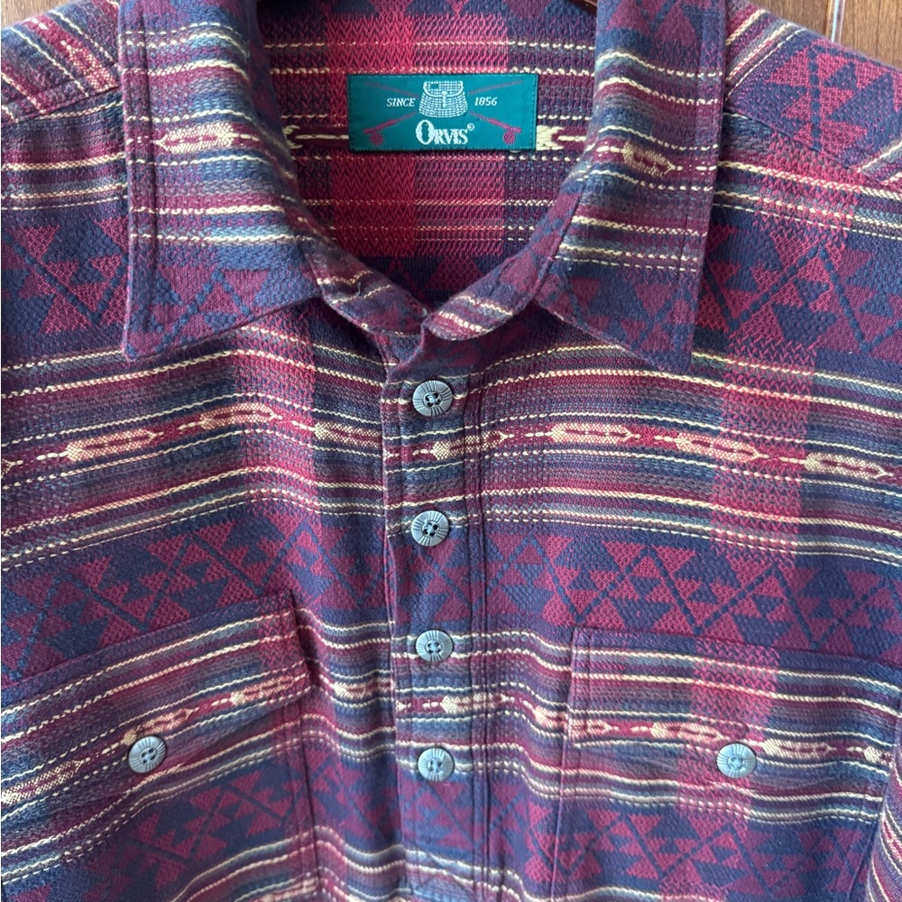 Cyber Week Sale - Orvis 100% cotton blanket Shirt with Southwestern Pattern